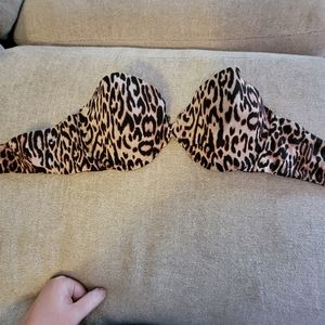 Women's George 36C leopard print strapless bra, padded, good condition